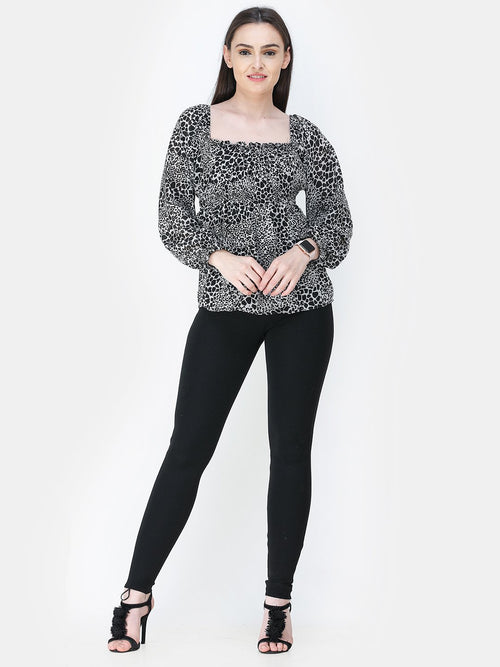 Black Printed Top