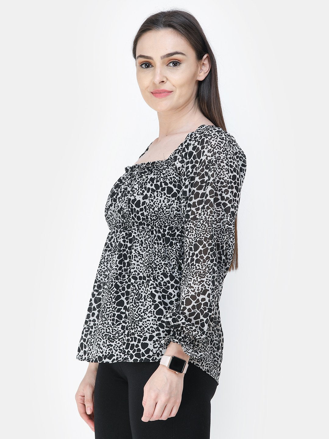 Black Printed Top