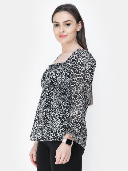 Black Printed Top