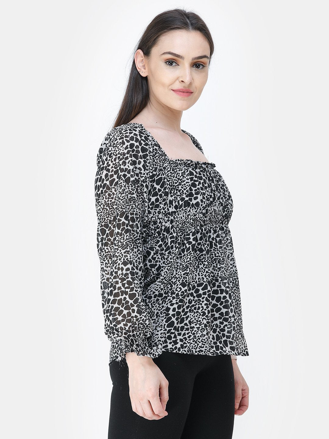 Black Printed Top