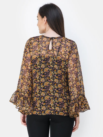 Black Printed Top