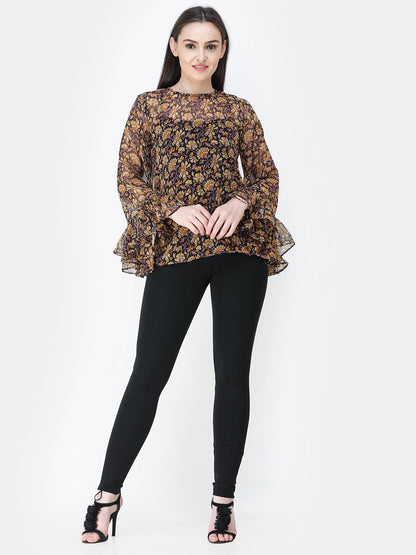 Black Printed Top