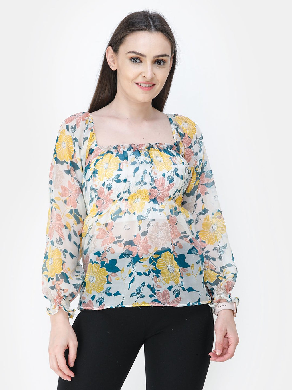White Printed Top
