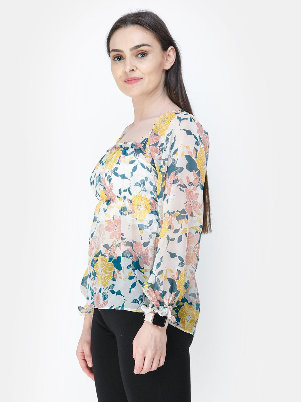 White Printed Top