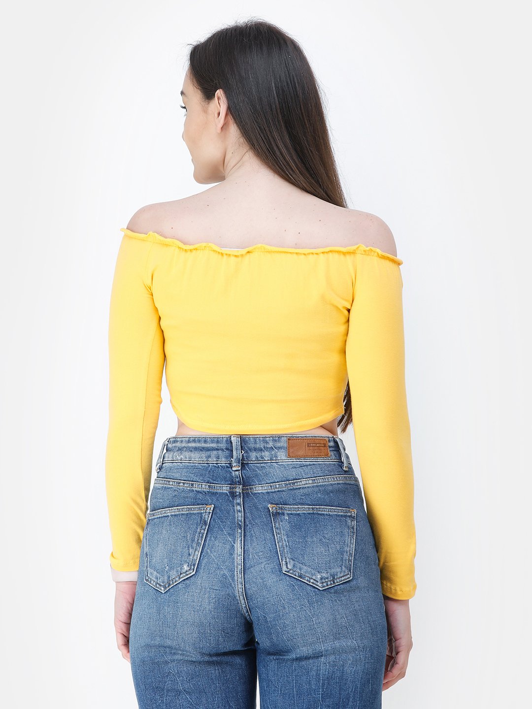 Yellow Solid Crop Top