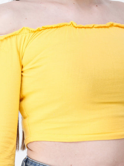 Yellow Solid Crop Top