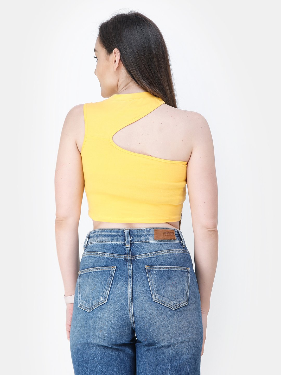 Yellow Solid Crop Top