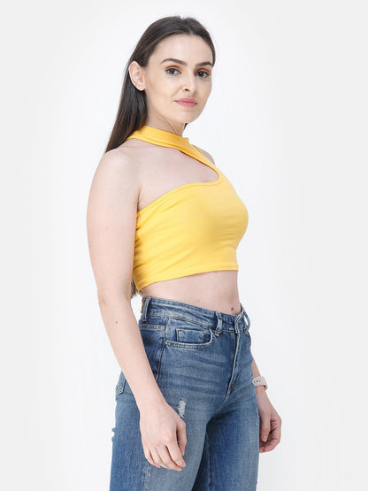 Yellow Solid Crop Top