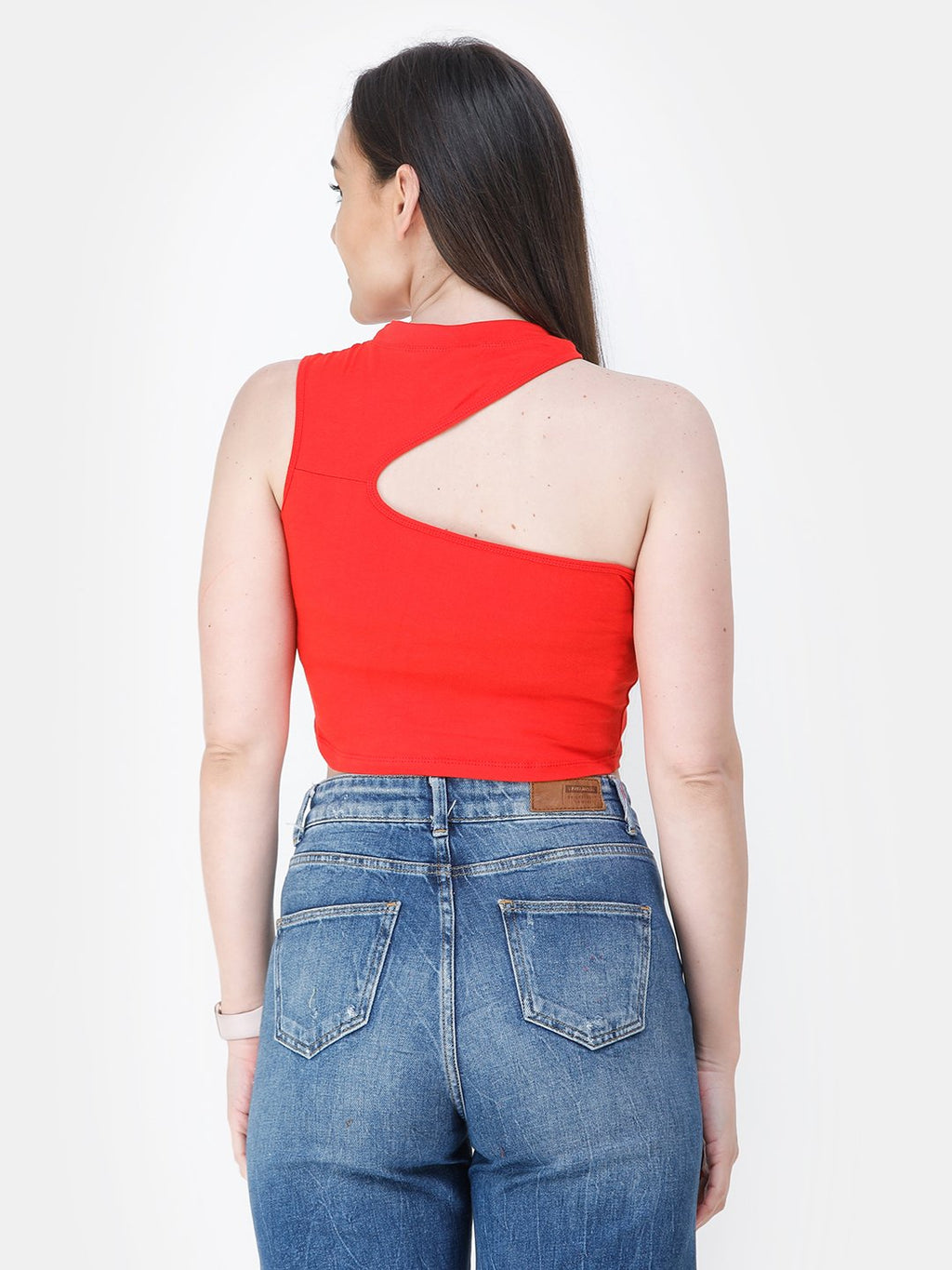Red Solid Crop Top
