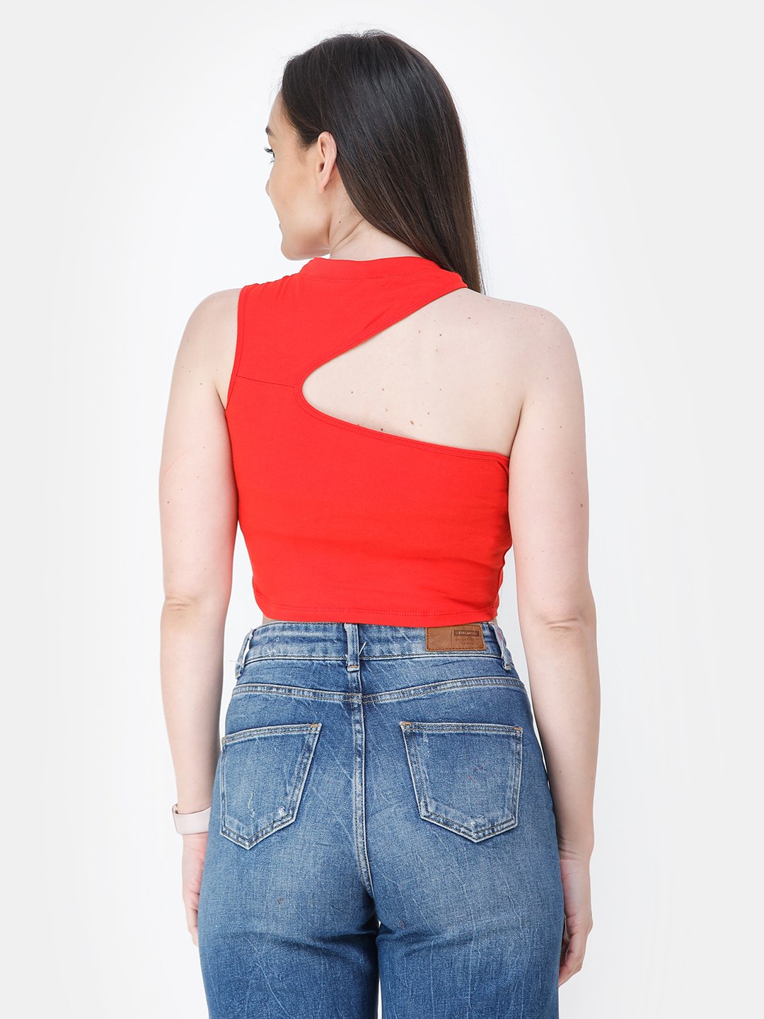 Red Solid Crop Top