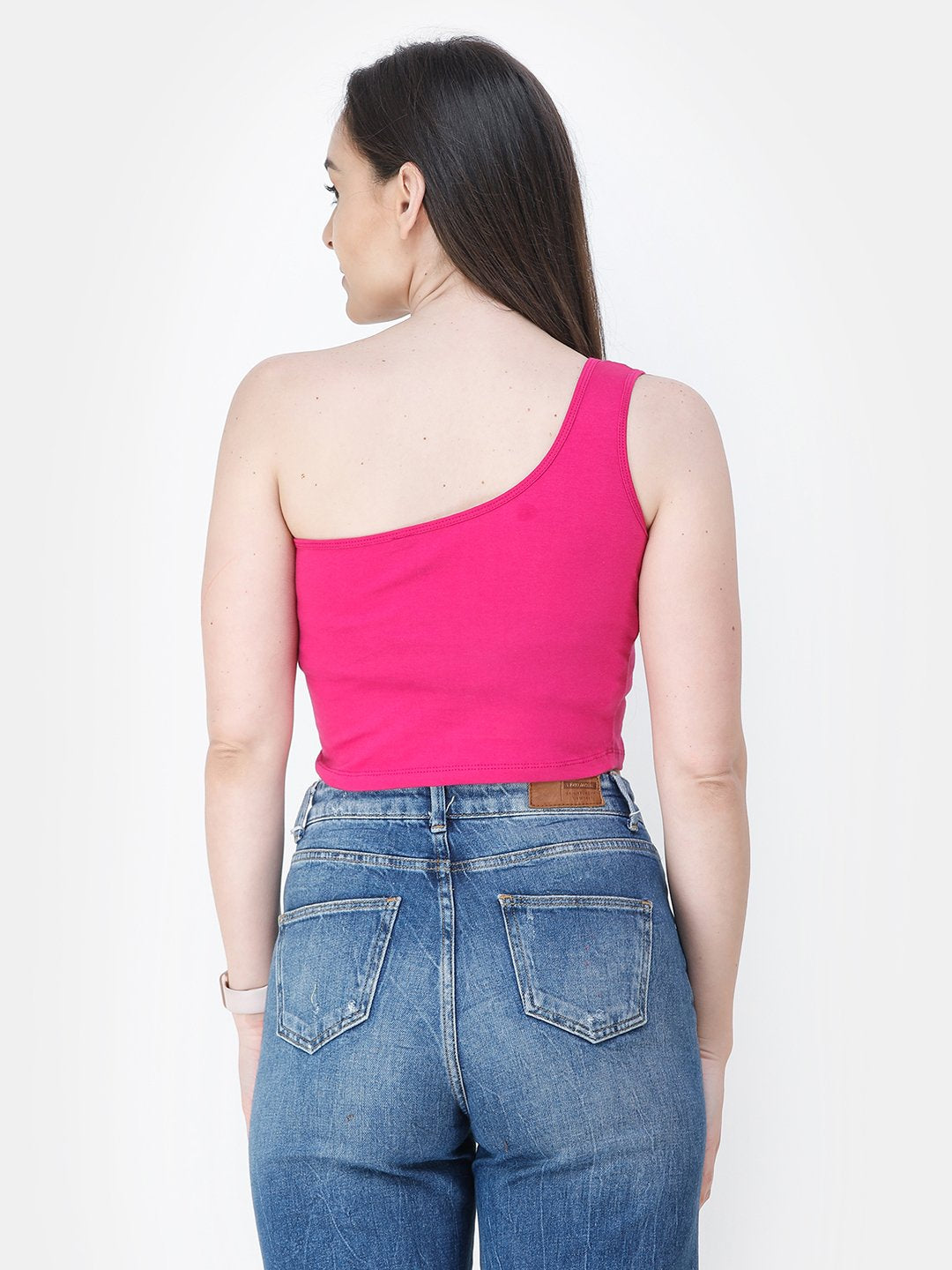 Magenta Solid Crop Top