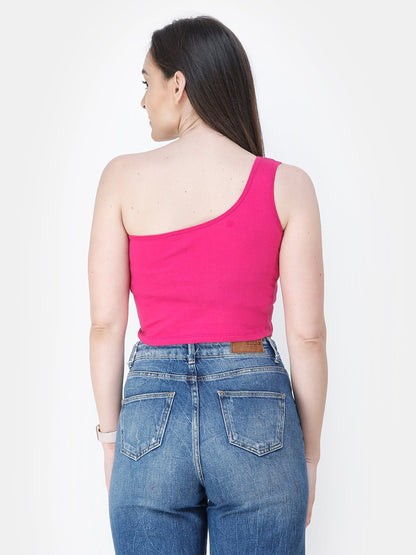Magenta Solid Crop Top