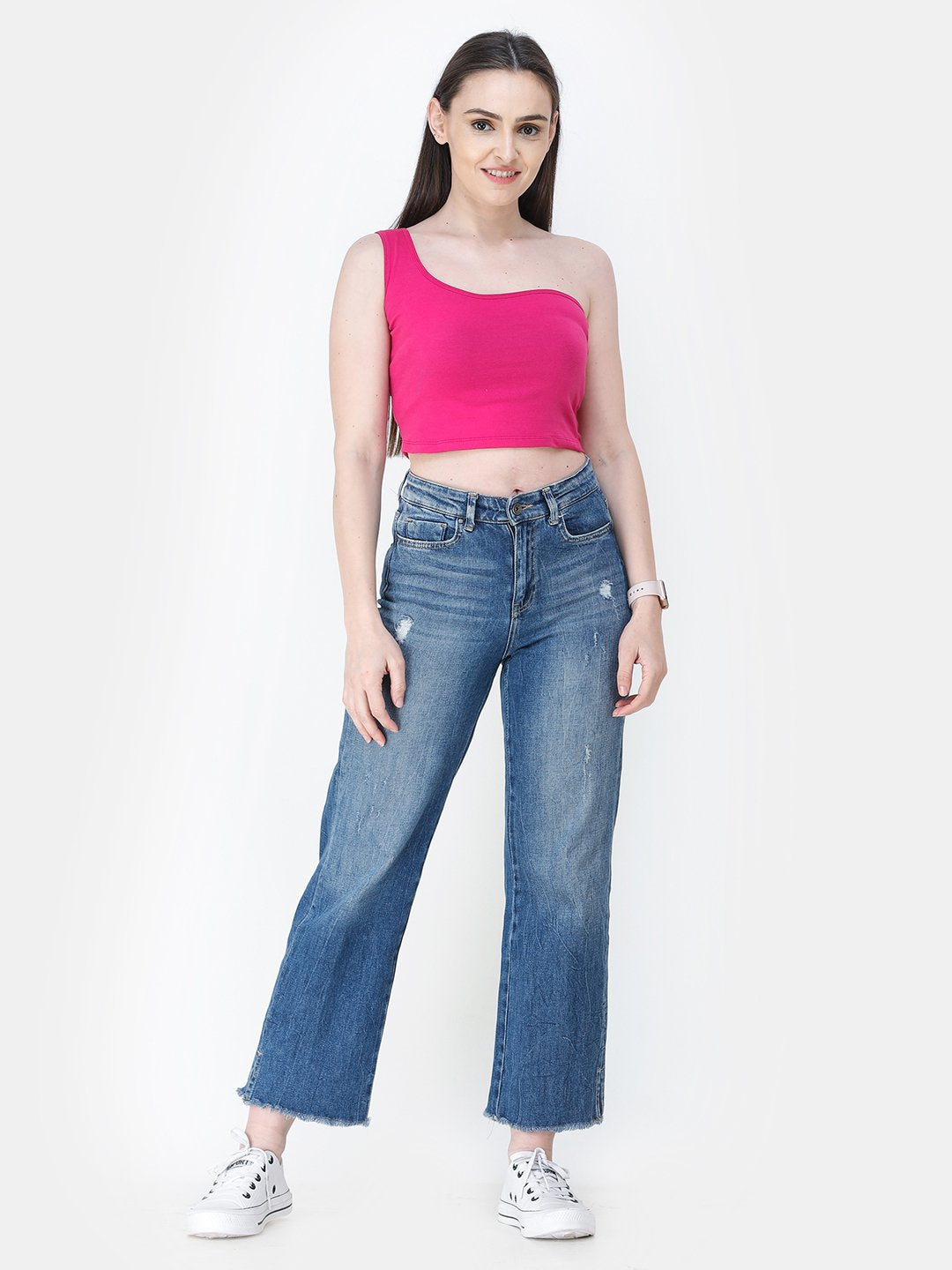 Magenta Solid Crop Top