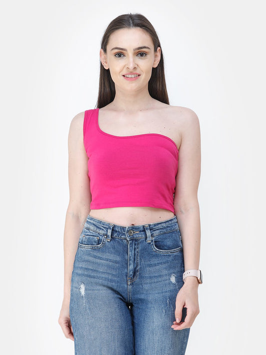 Magenta Solid Crop Top