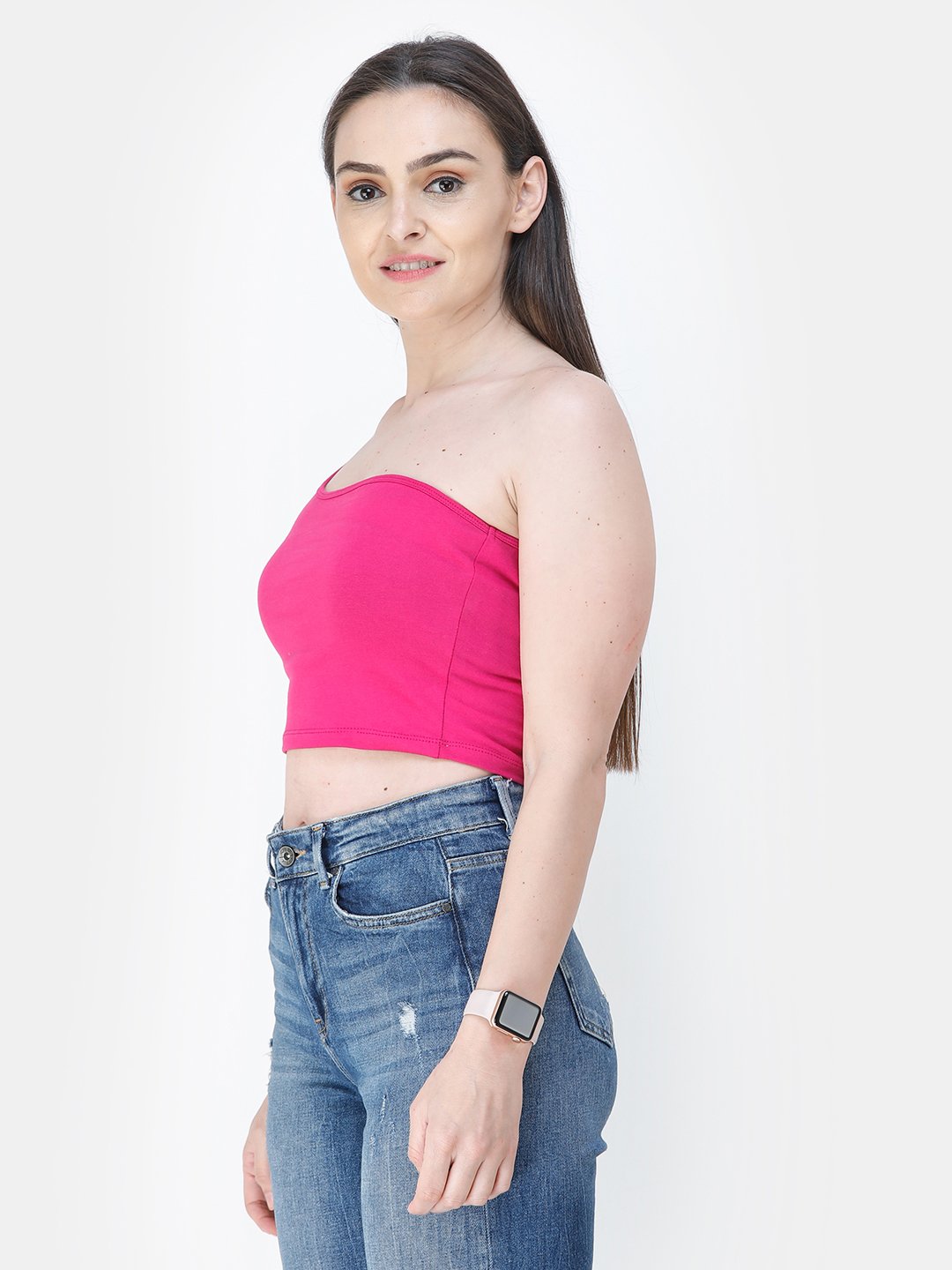 Magenta Solid Crop Top