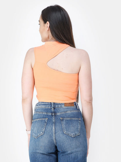 Orange Solid Crop Top