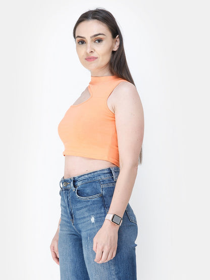 Orange Solid Crop Top