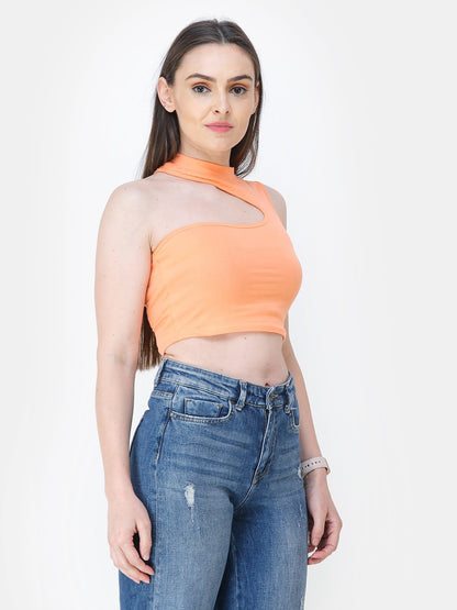 Orange Solid Crop Top