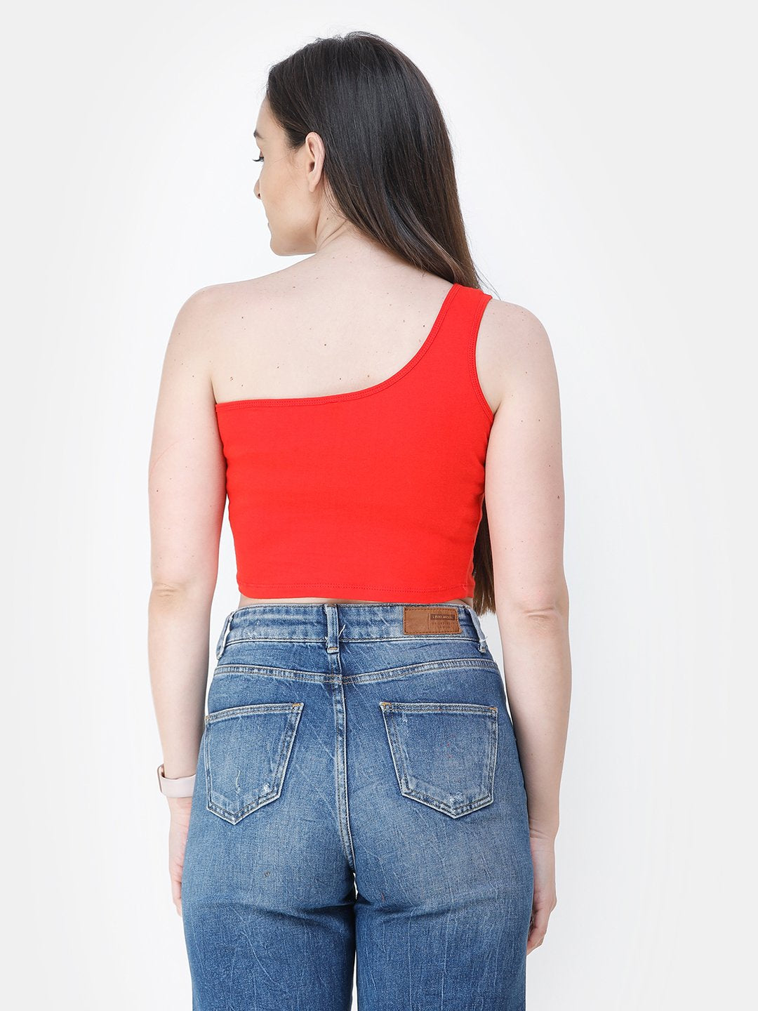 Red Solid Crop Top