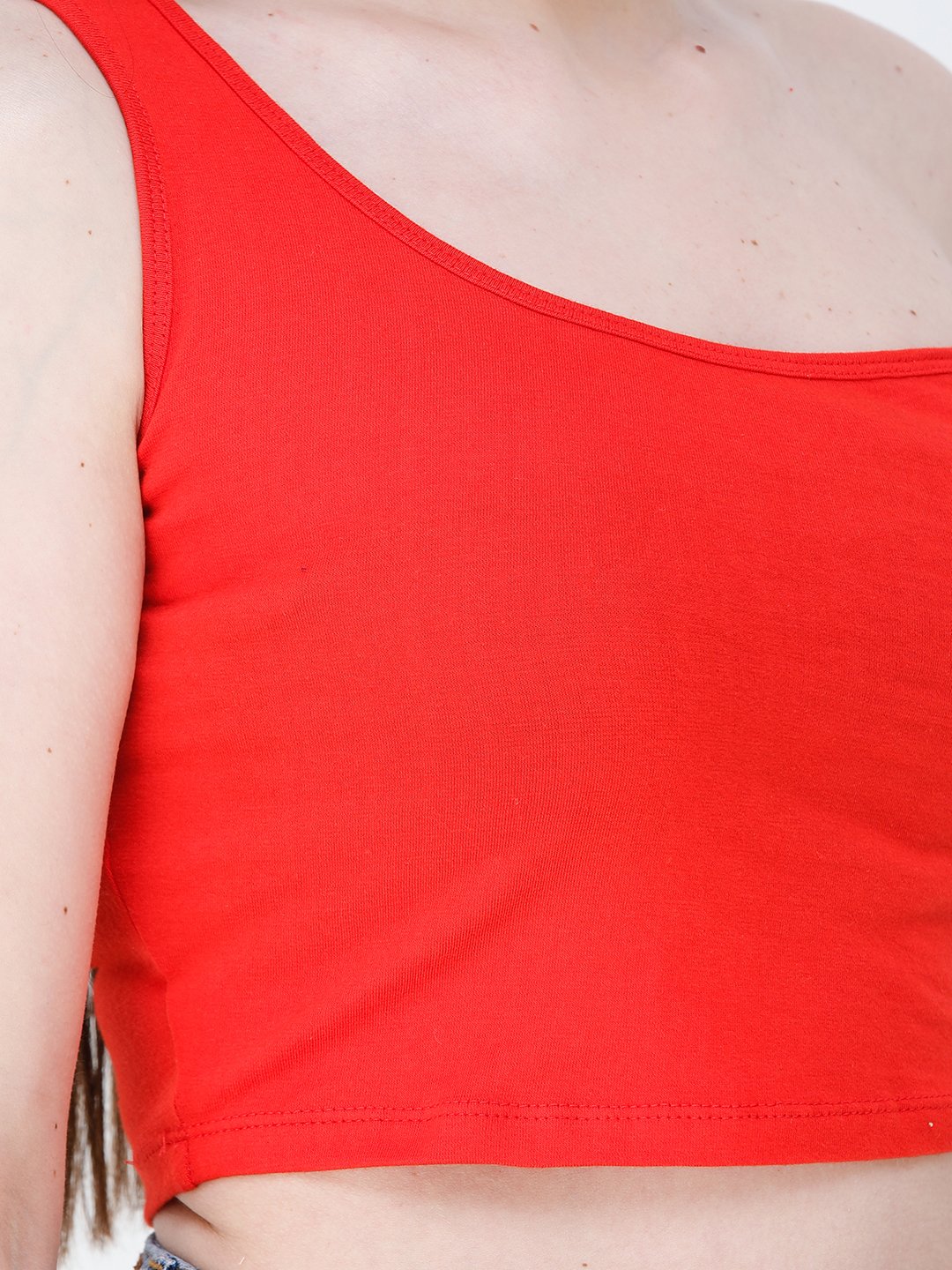 Red Solid Crop Top