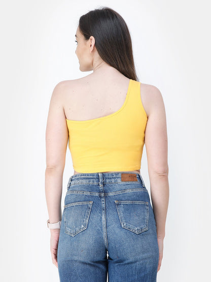 Yellow Solid Crop Top