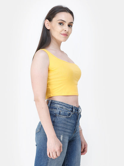 Yellow Solid Crop Top