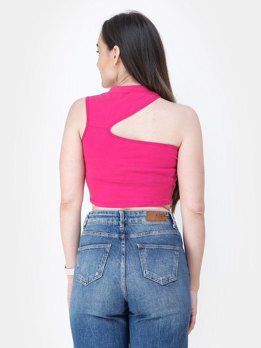 Magenta Solid Crop Top