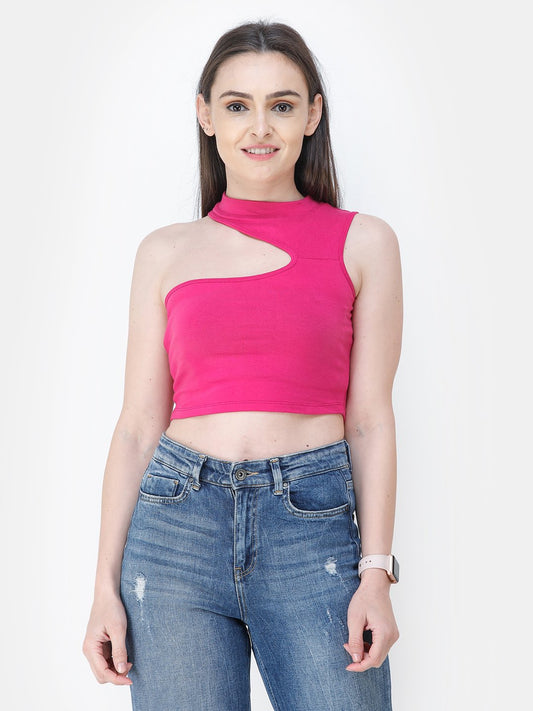 Magenta Solid Crop Top