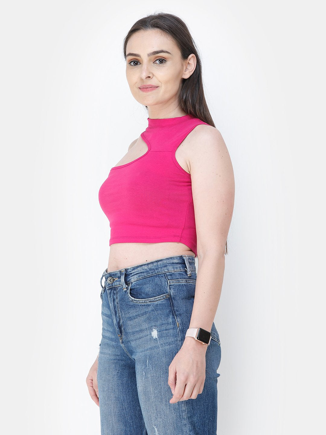 Magenta Solid Crop Top