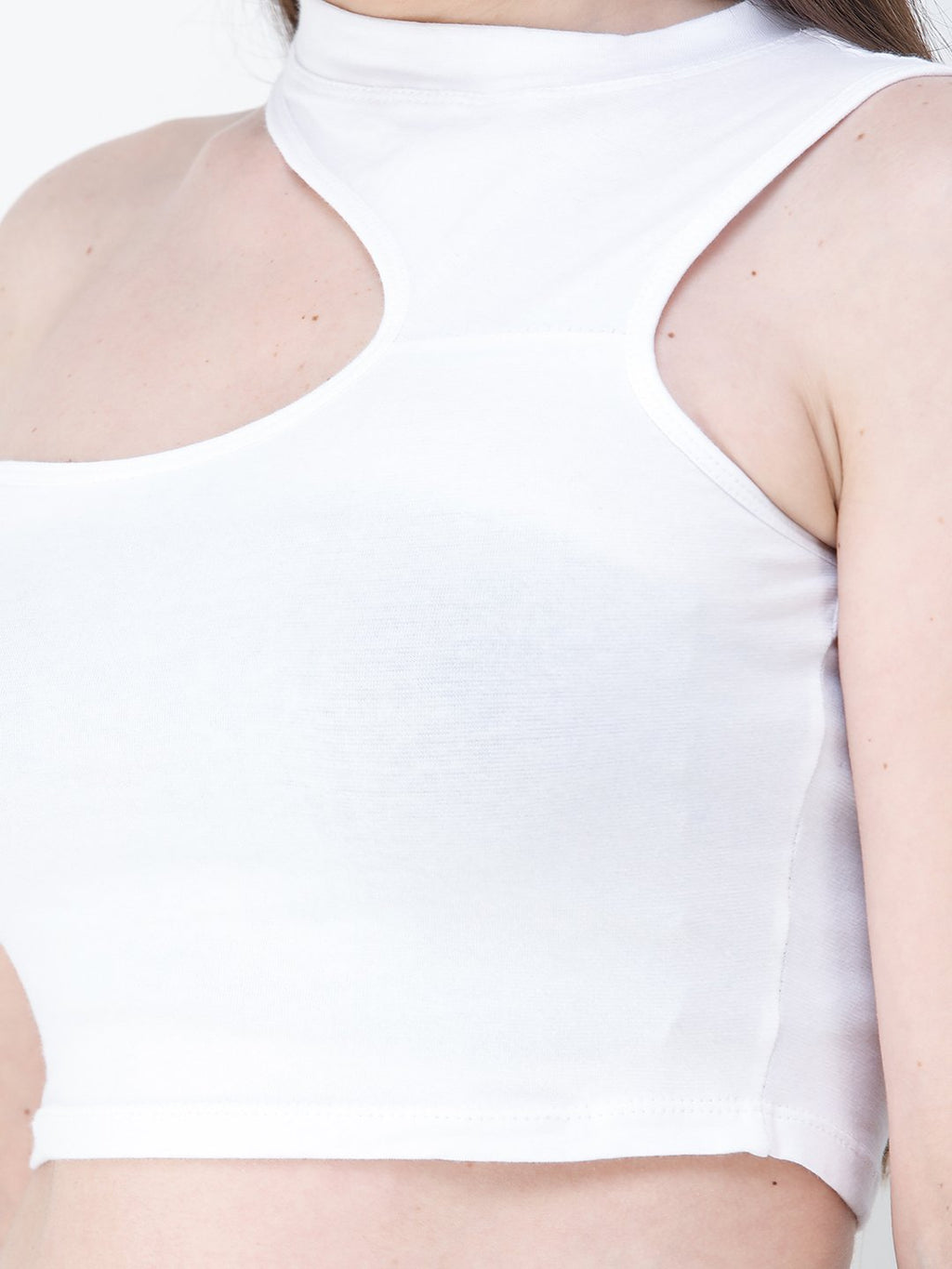 White Solid Crop Top