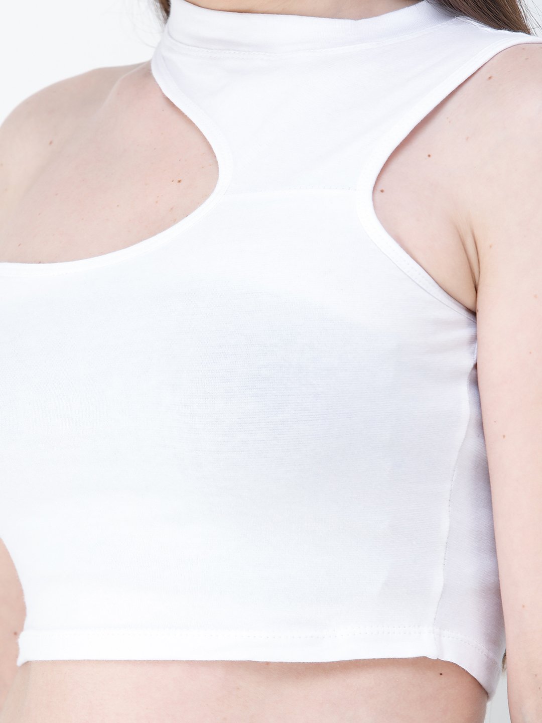 White Solid Crop Top