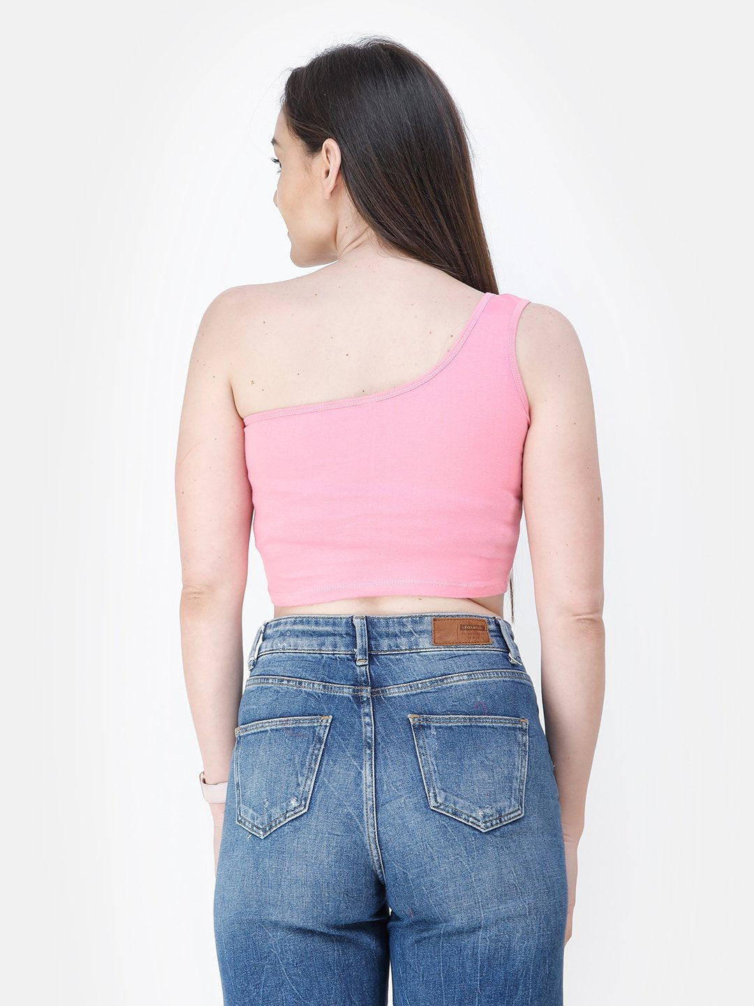 Pink Solid Crop Top