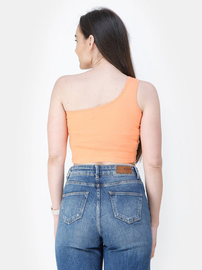 Orange Solid Crop Top