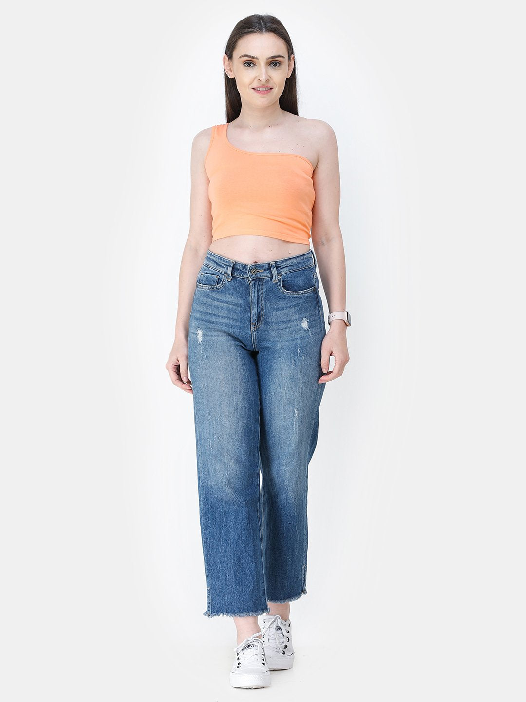 Orange Solid Crop Top