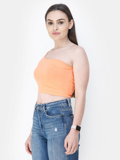 Orange Solid Crop Top