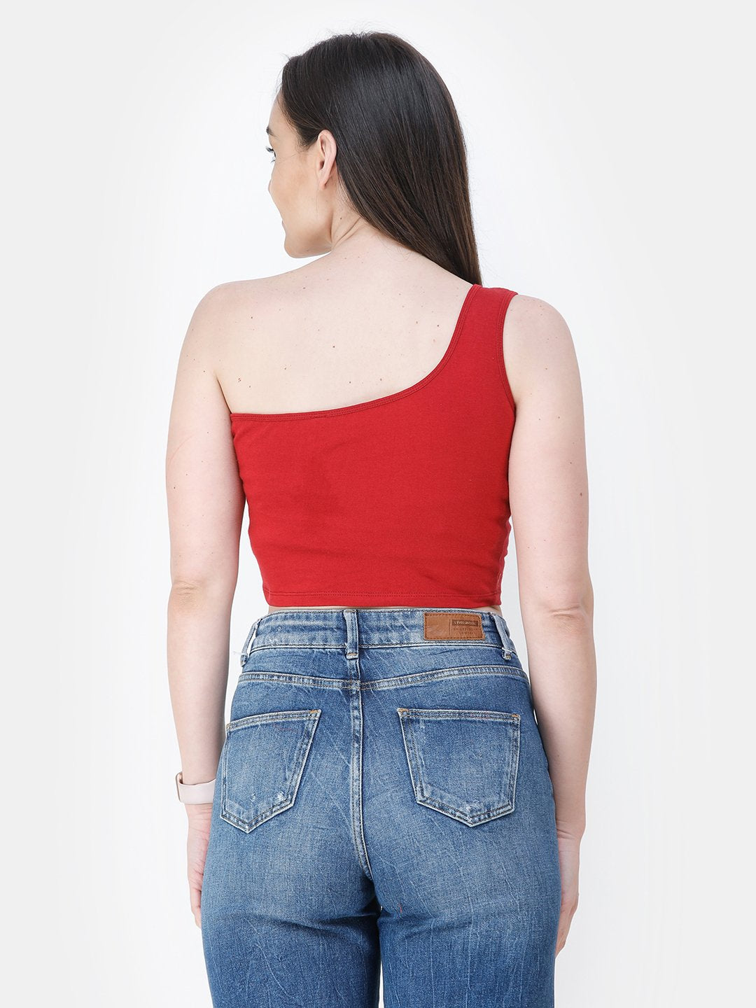 Maroon Solid Crop Top