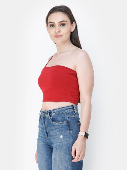 Maroon Solid Crop Top