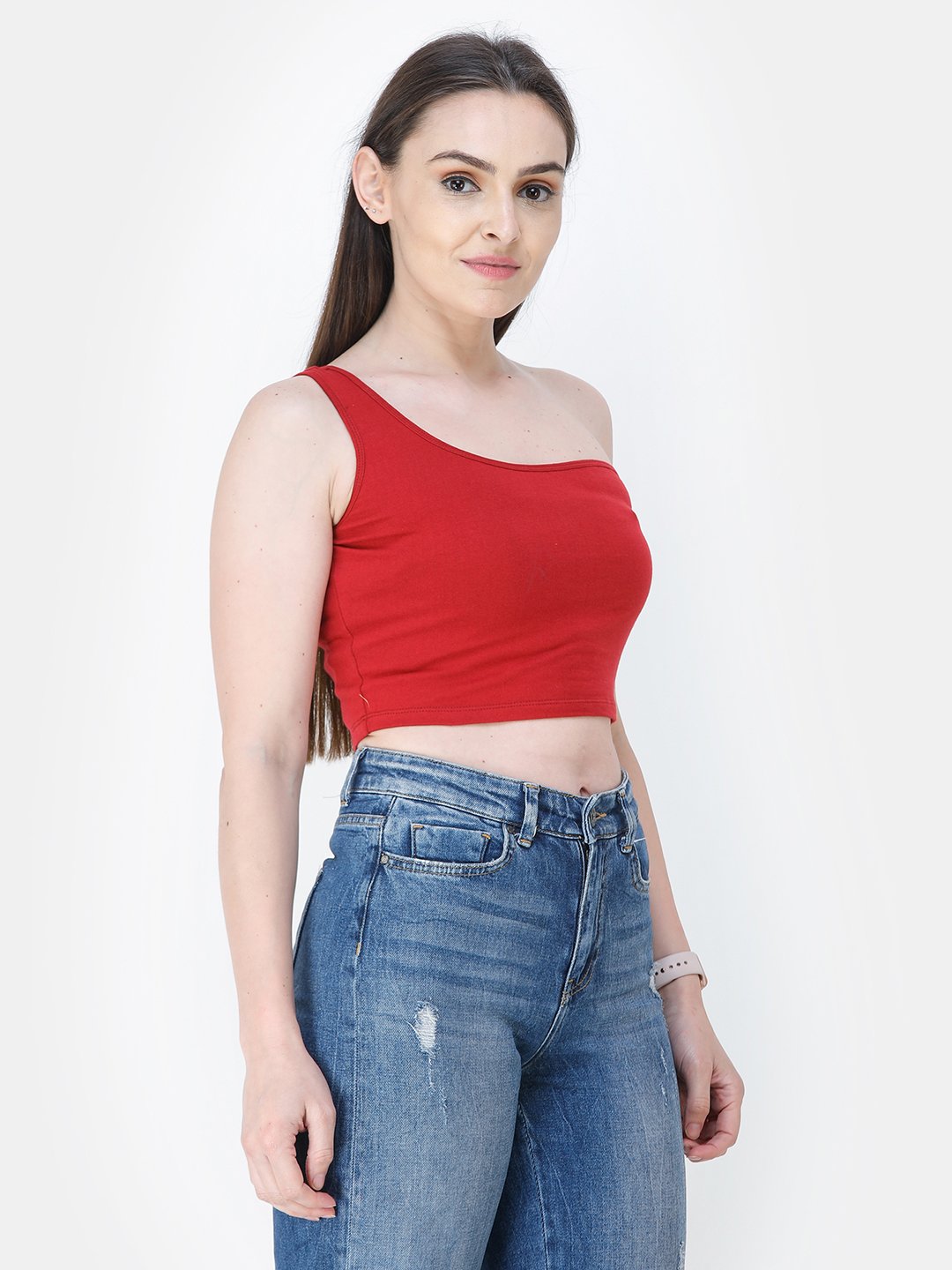 Maroon Solid Crop Top