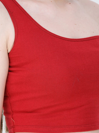 Maroon Solid Crop Top