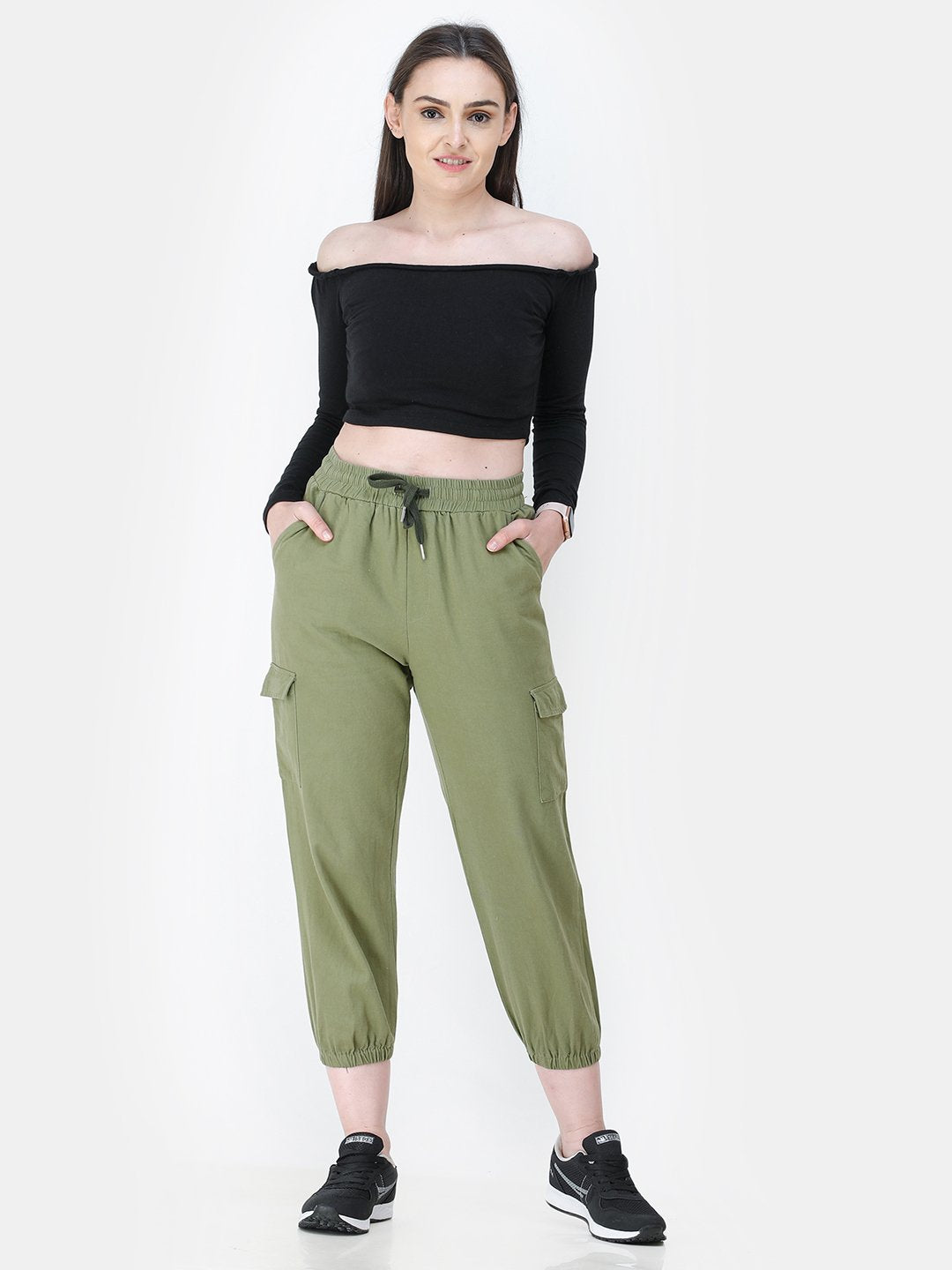 Black Solid Crop Top