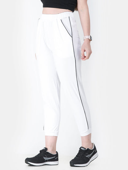 White Solid Track Pants