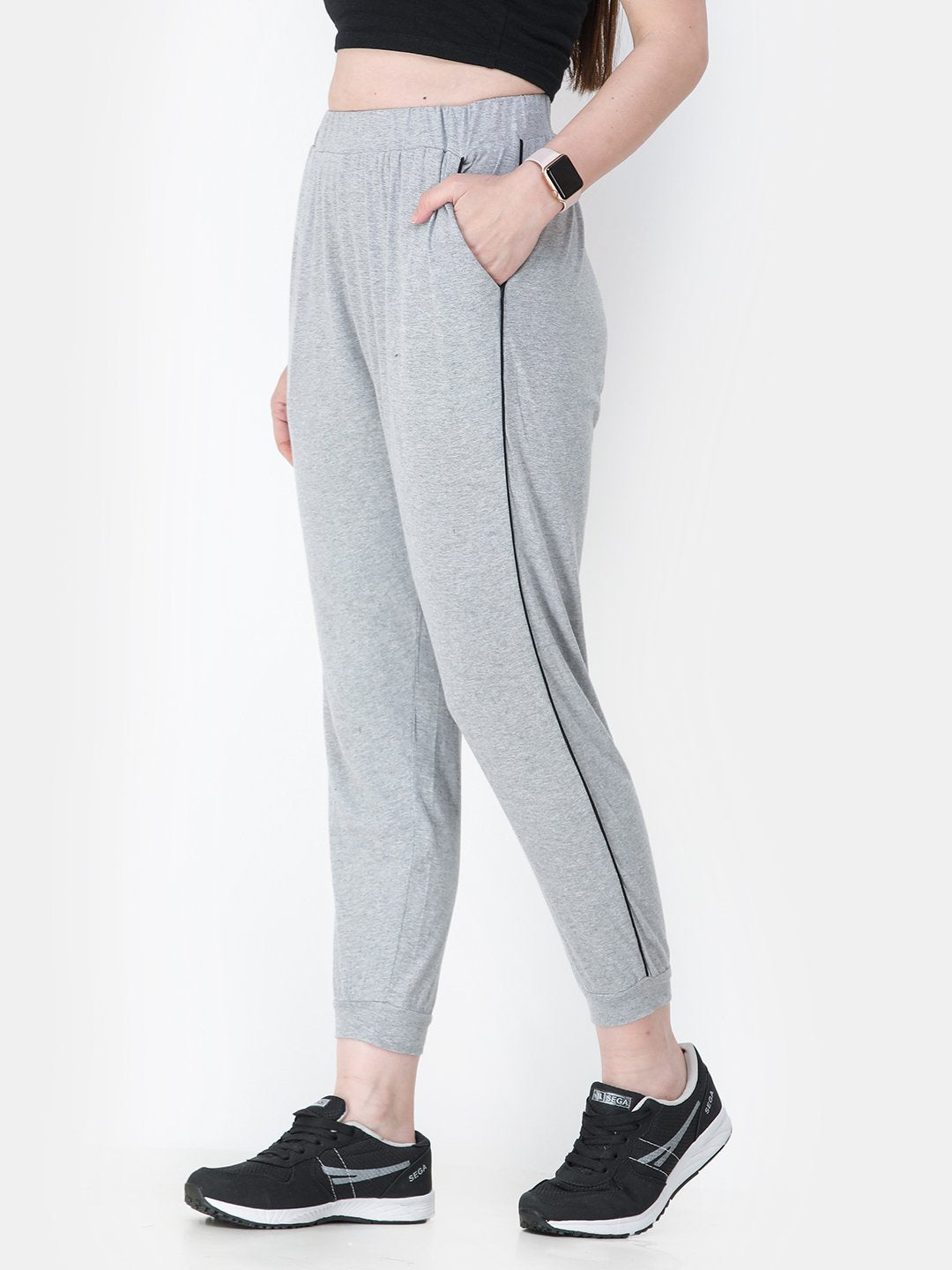 Grey Solid Track Pants