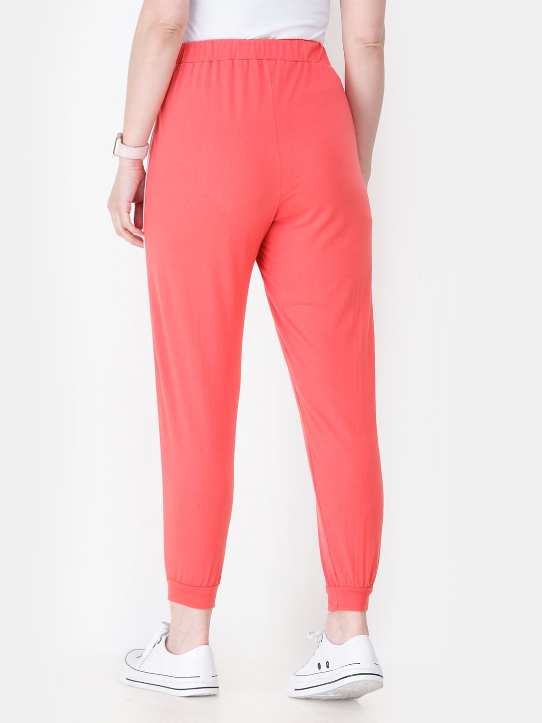 Coral Solid Track Pants