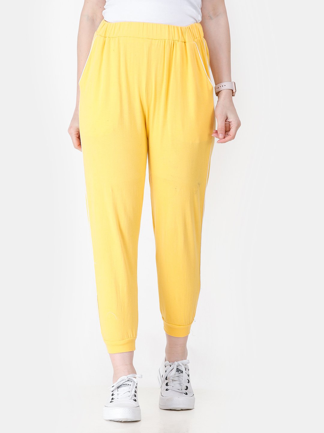 Yellow Solid Track Pants