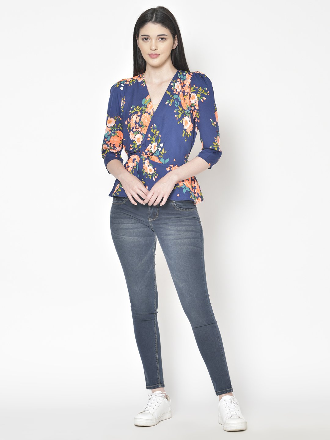 Cation Blue Printed Top