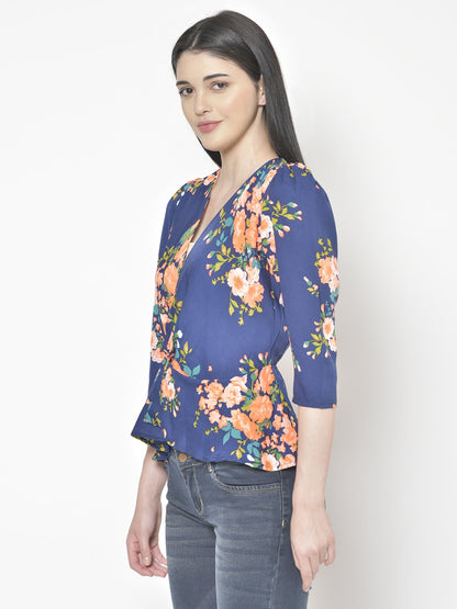 Cation Blue Printed Top