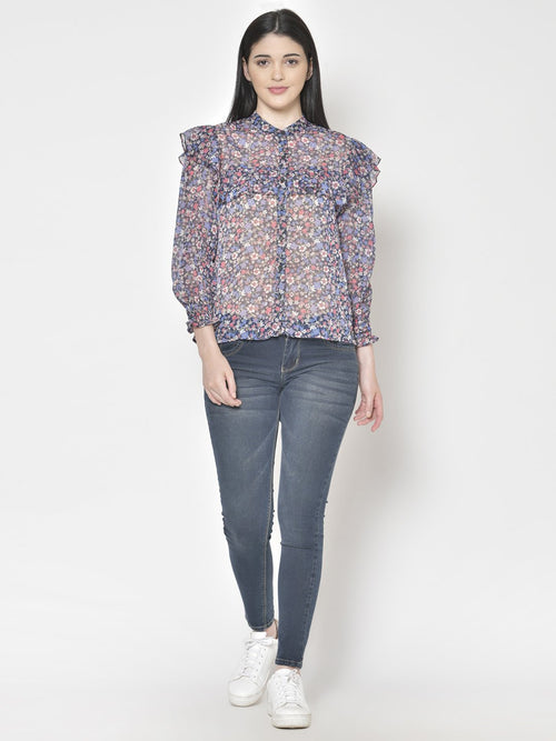 Cation Blue Printed Shirt