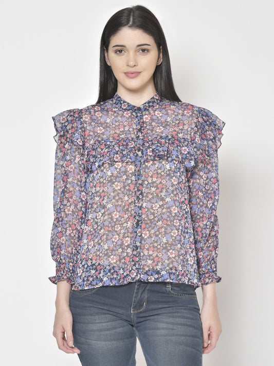 Cation Blue Printed Shirt