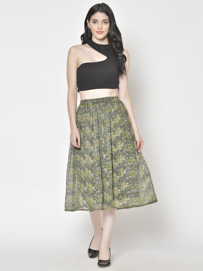 Printed Midi Skirt