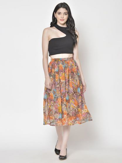 Printed Midi Skirt